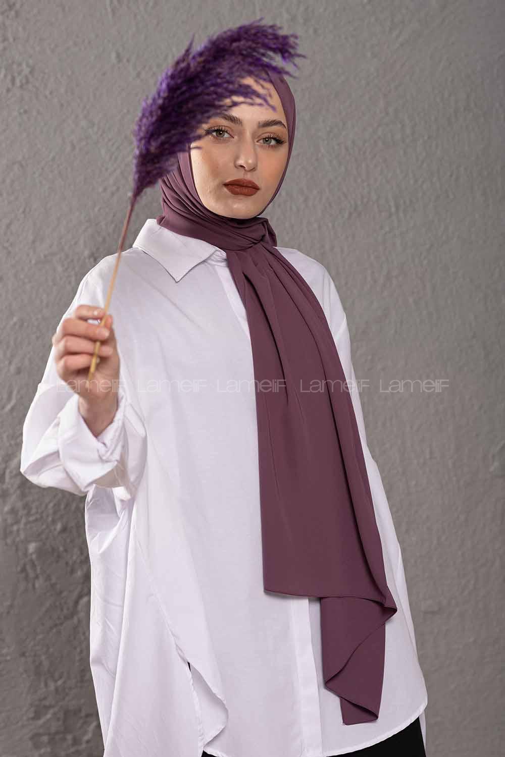 Modalamelif İnce Medine İpeği Koyu Lila Şal