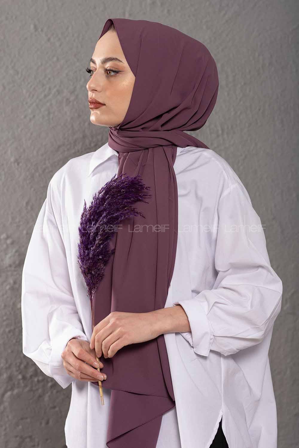 Modalamelif İnce Medine İpeği Koyu Lila Şal