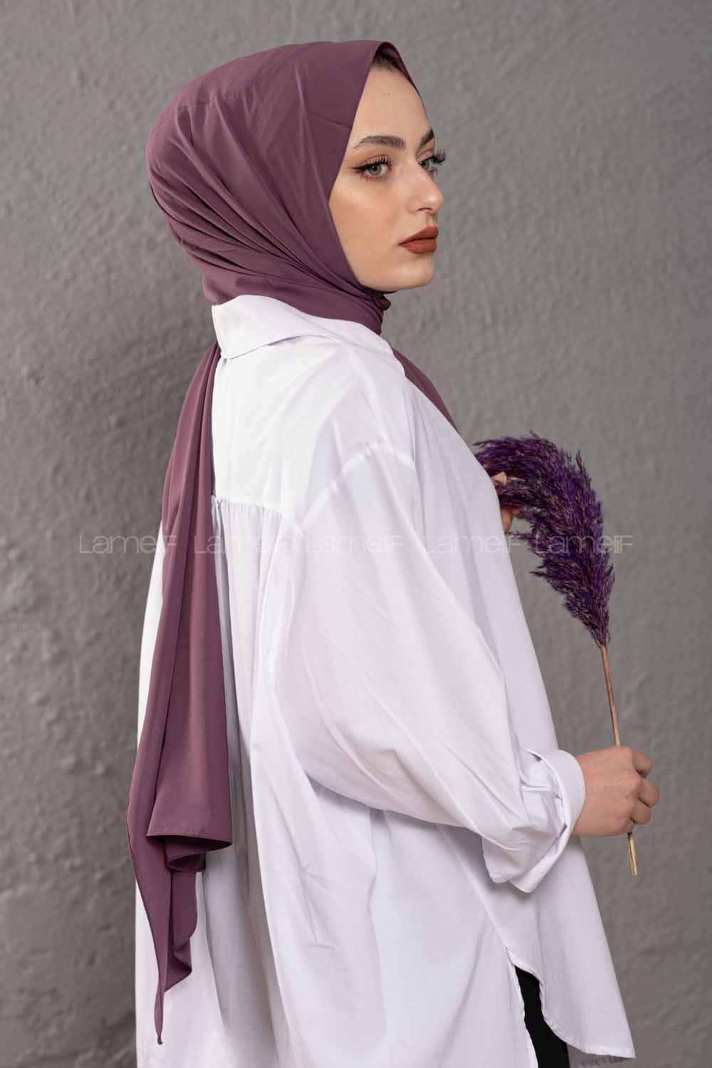 Modalamelif İnce Medine İpeği Koyu Lila Şal