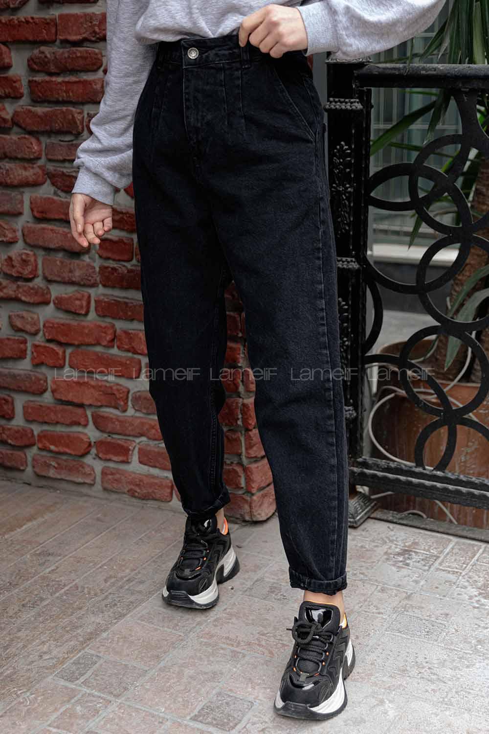 Modalamelif Paça Pensli Çift Cep Kot Pantolon Füme