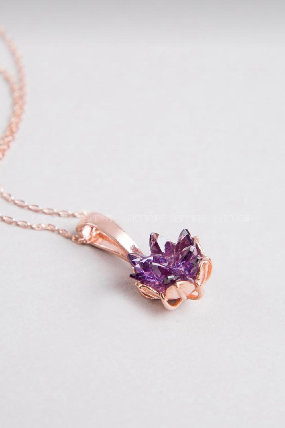 Modalamelif Mor Lotus Kolye