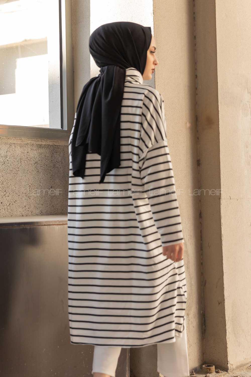 Modalamelif Balıkçı Yaka Twety Baskılı Tunik Beyaz