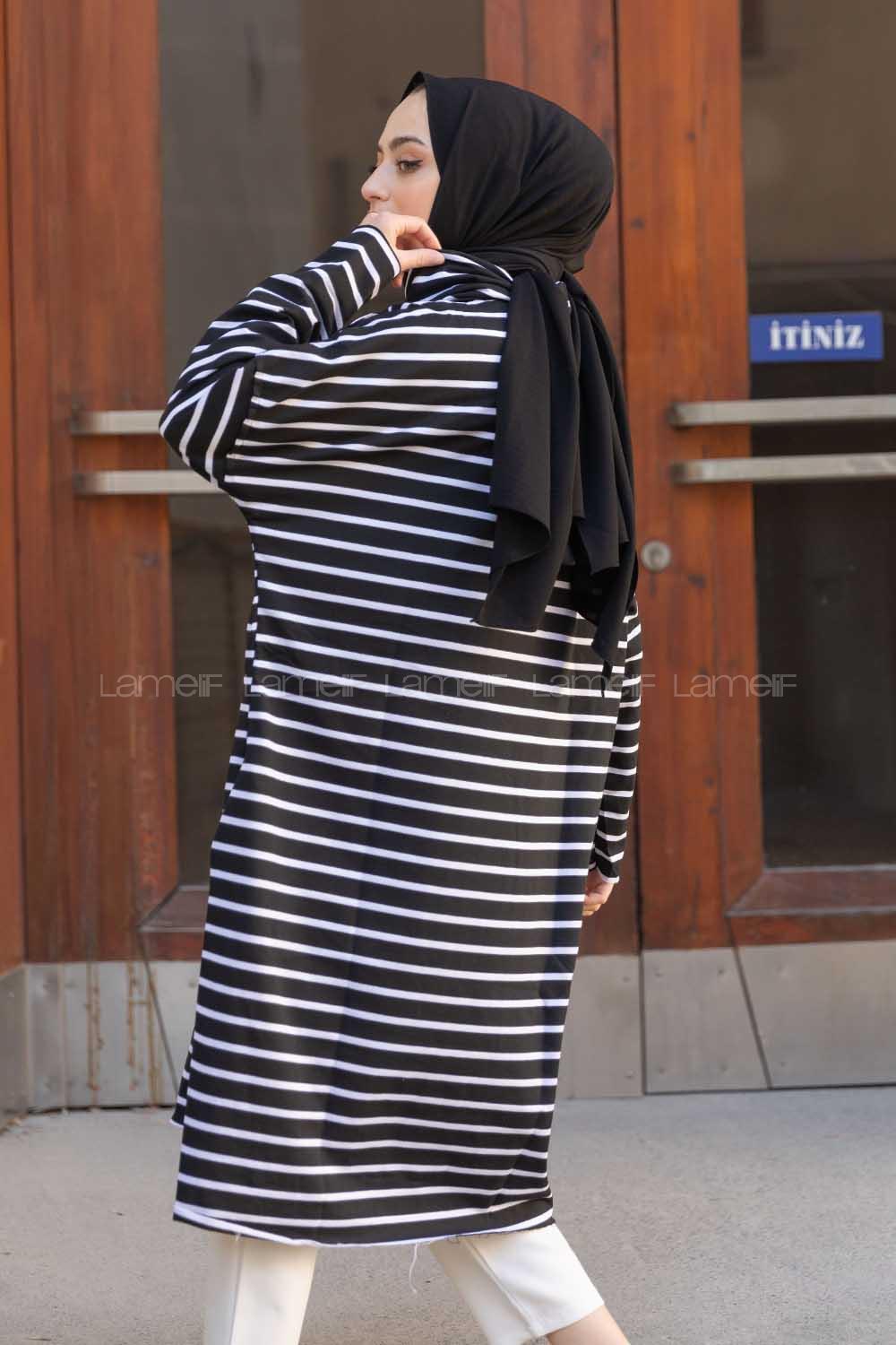 Modalamelif Balıkçı Yaka Twety Baskılı Tunik Siyah