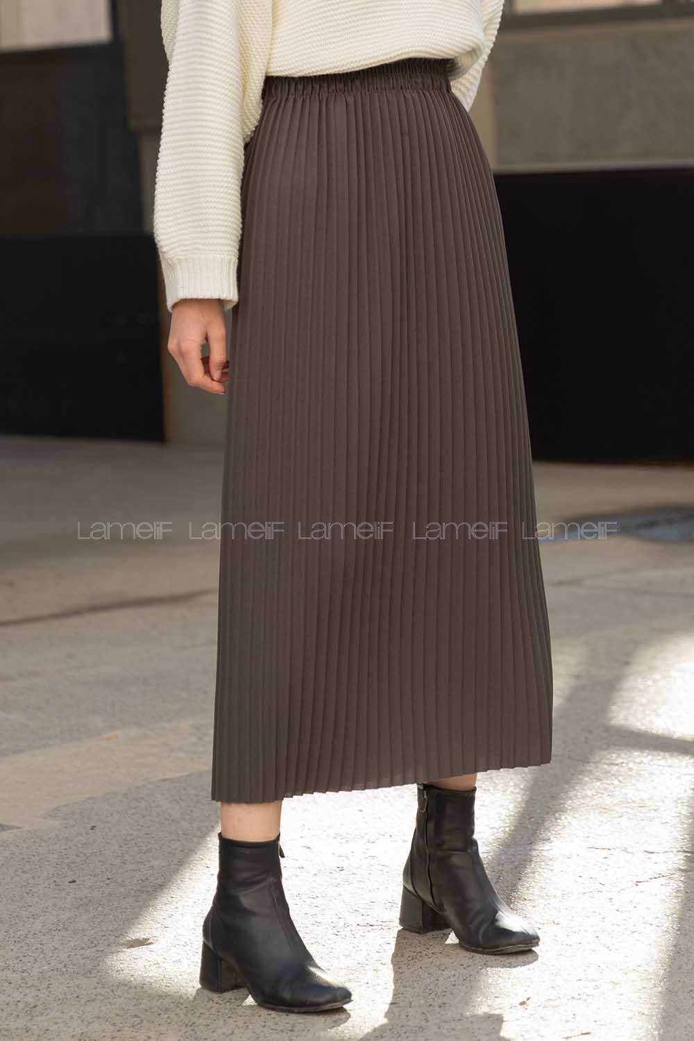 Modalamelif Bel Lastikli Piliseli Mira Etek Antrasit