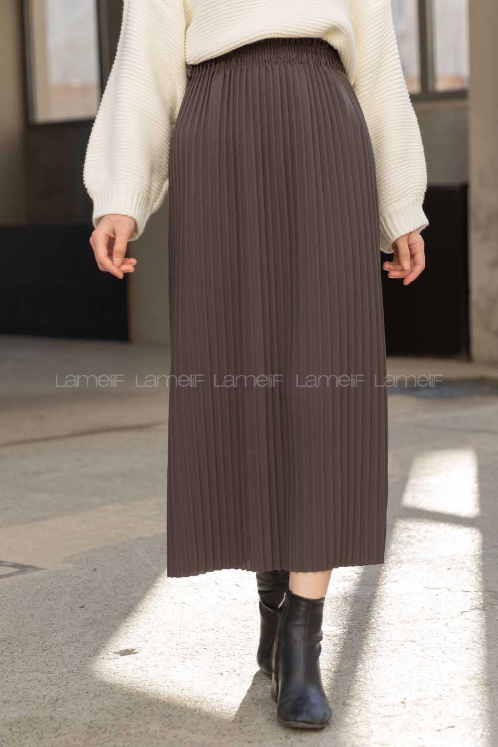 Modalamelif Bel Lastikli Piliseli Mira Etek Antrasit