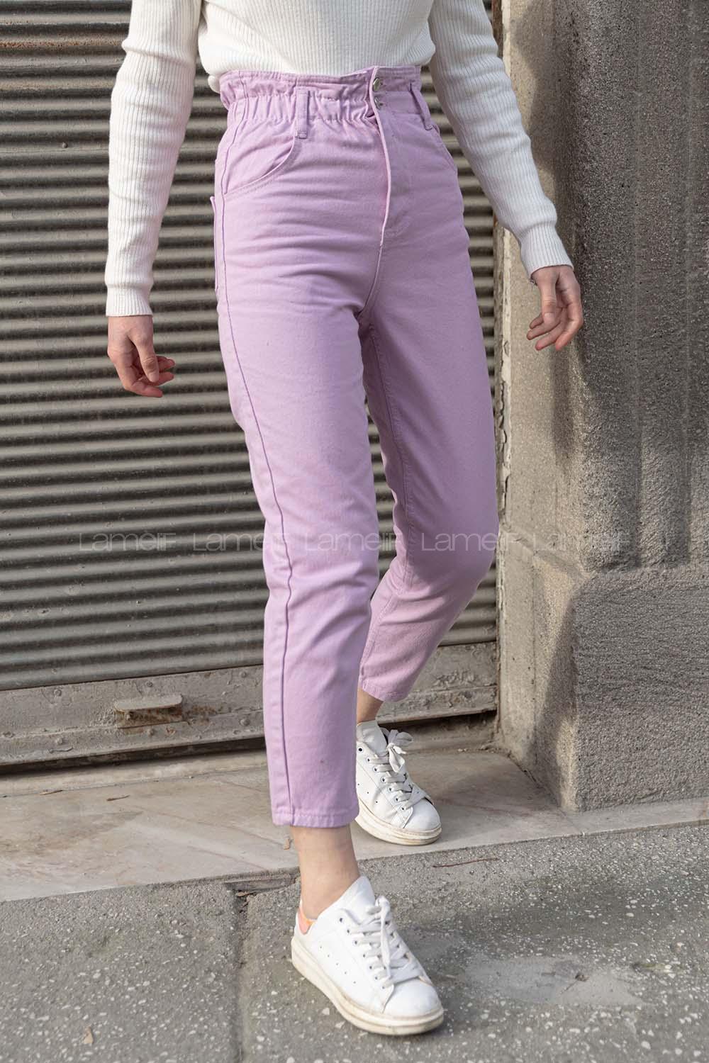 Modalamelif Beli  Lastikli Jean Lila
