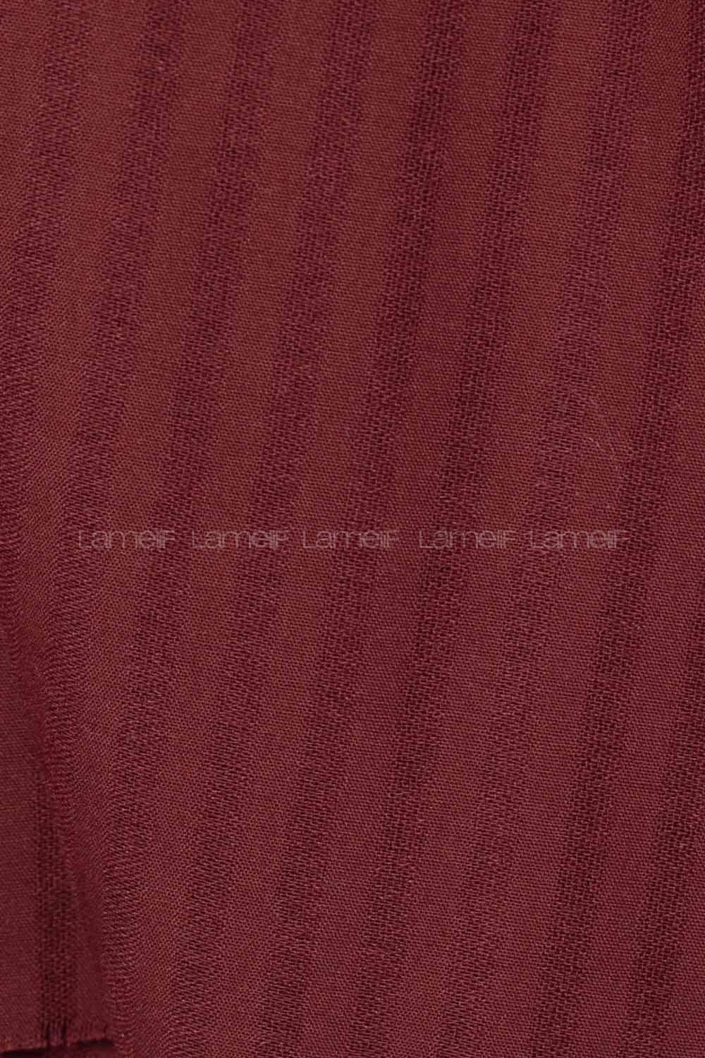 Modalamelif Çizgili Keten Şal Acı Bordo