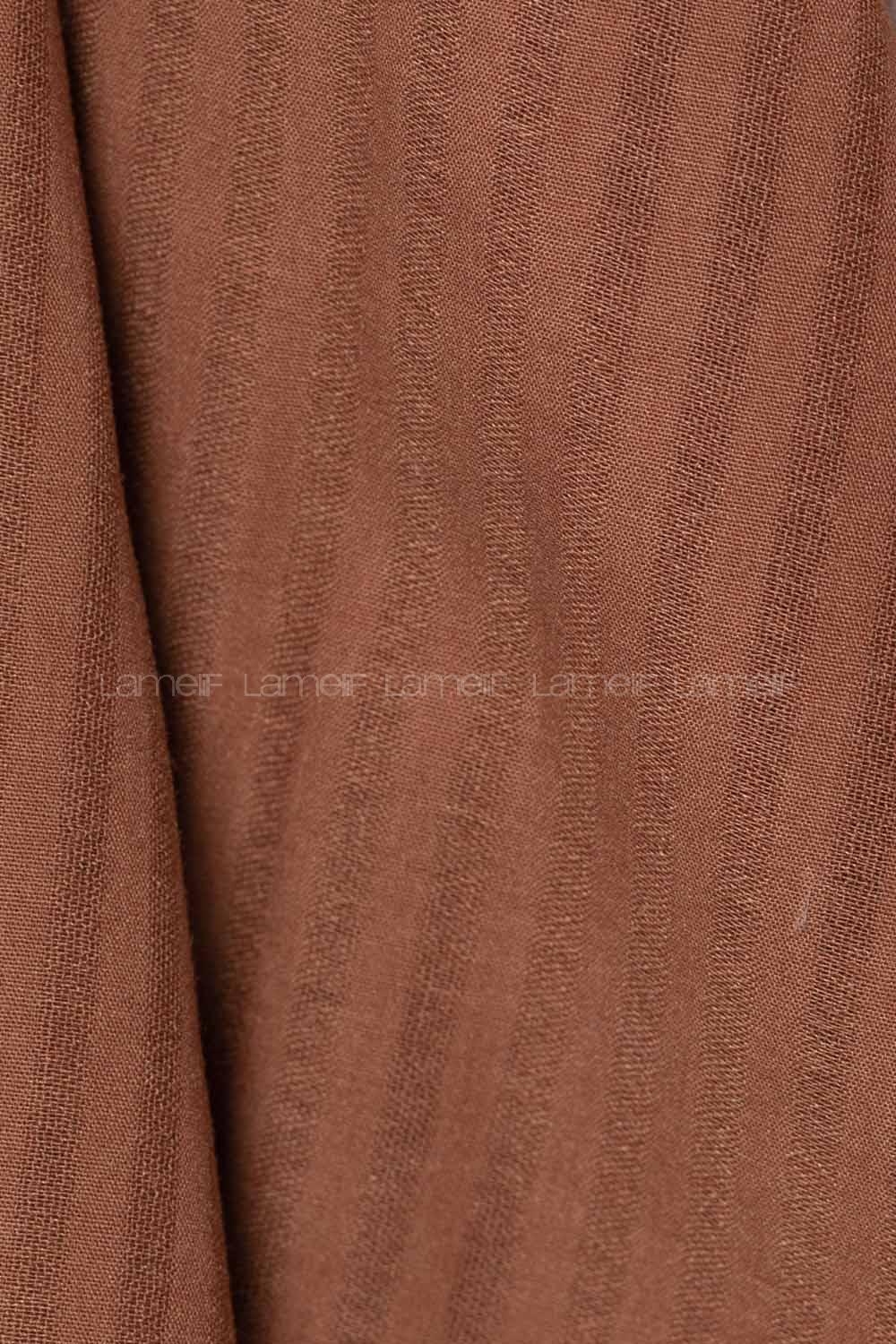 Modalamelif Çizgili Keten Şal Çikolata Kahve