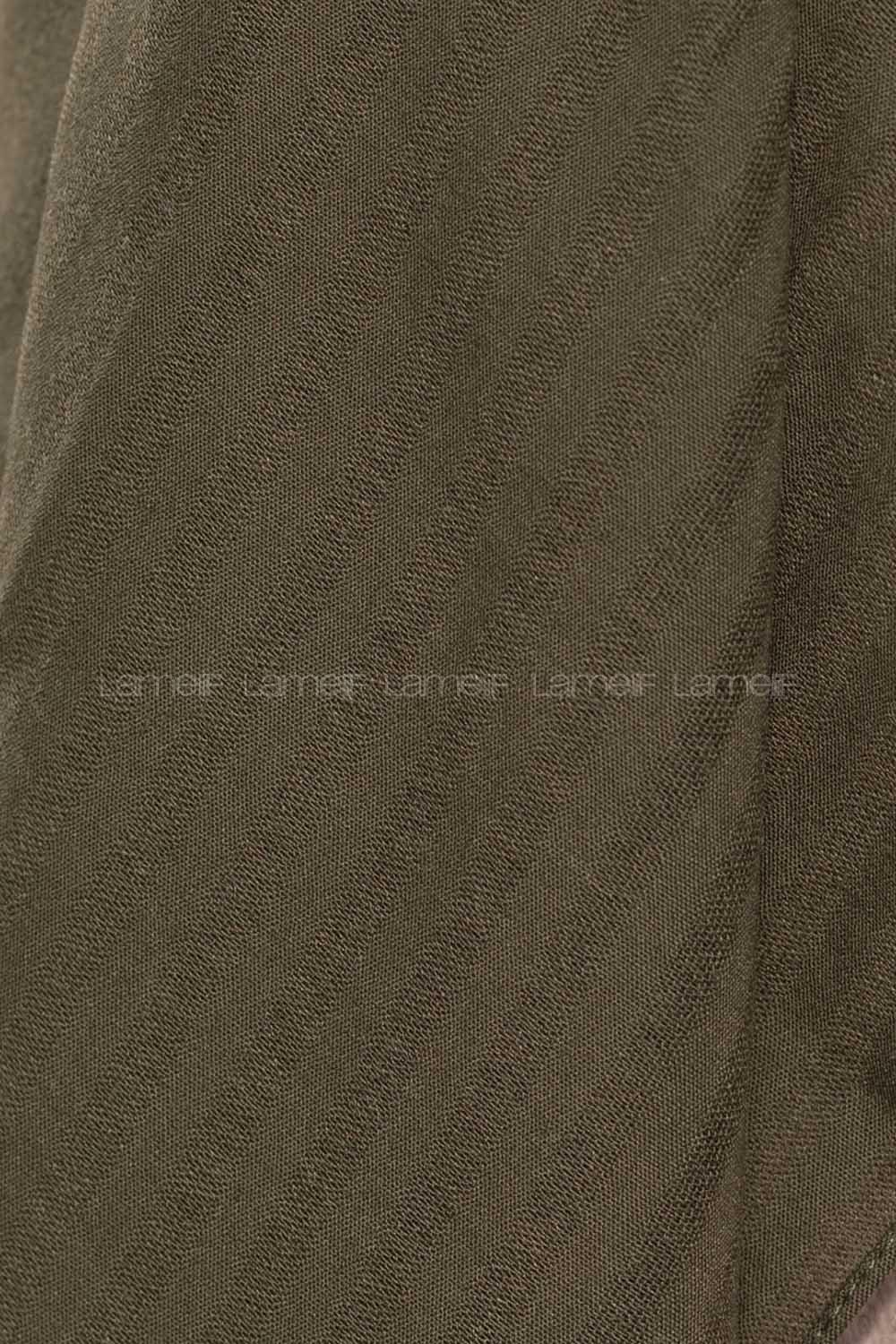 Modalamelif Çizgili Keten Şal Haki