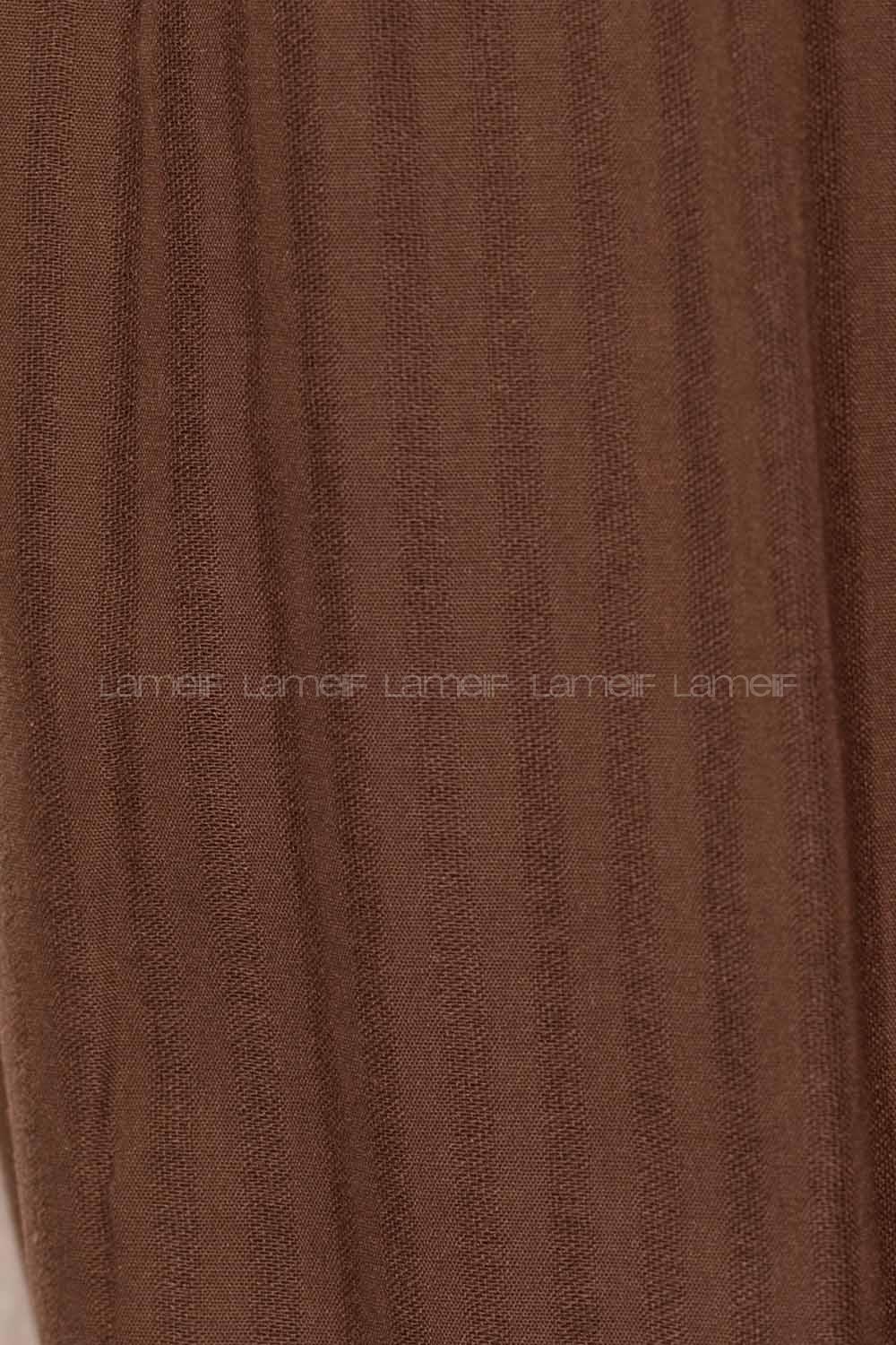 Modalamelif Çizgili Keten Şal Kahverengi