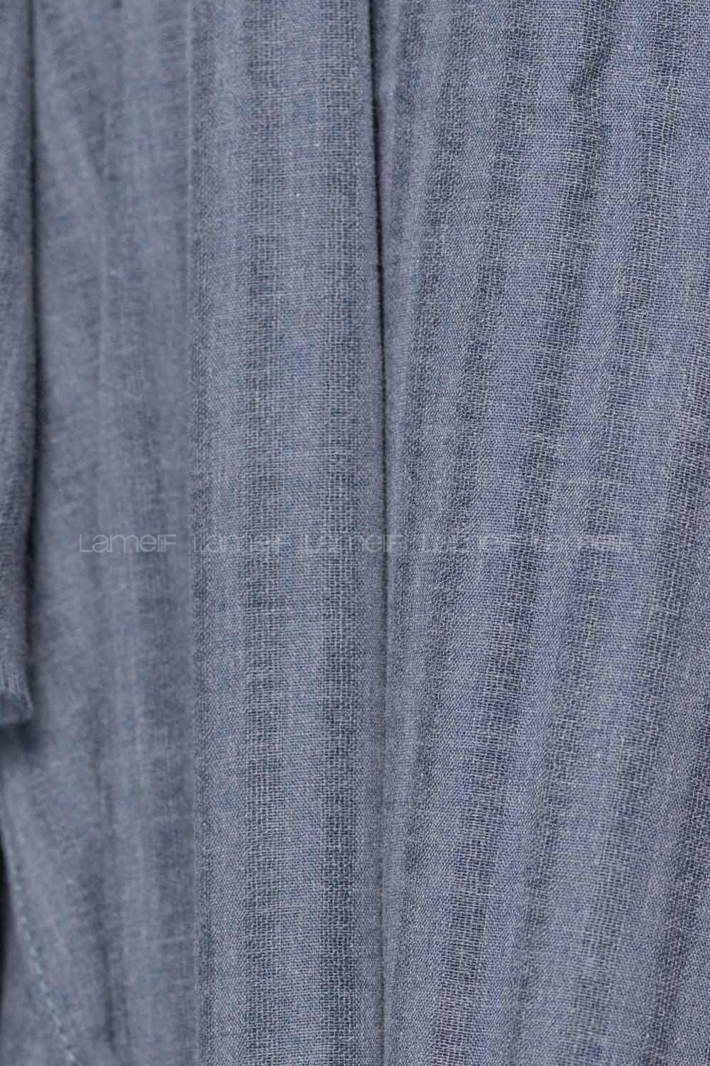 Modalamelif Çizgili Keten Şal Kot Mavisi