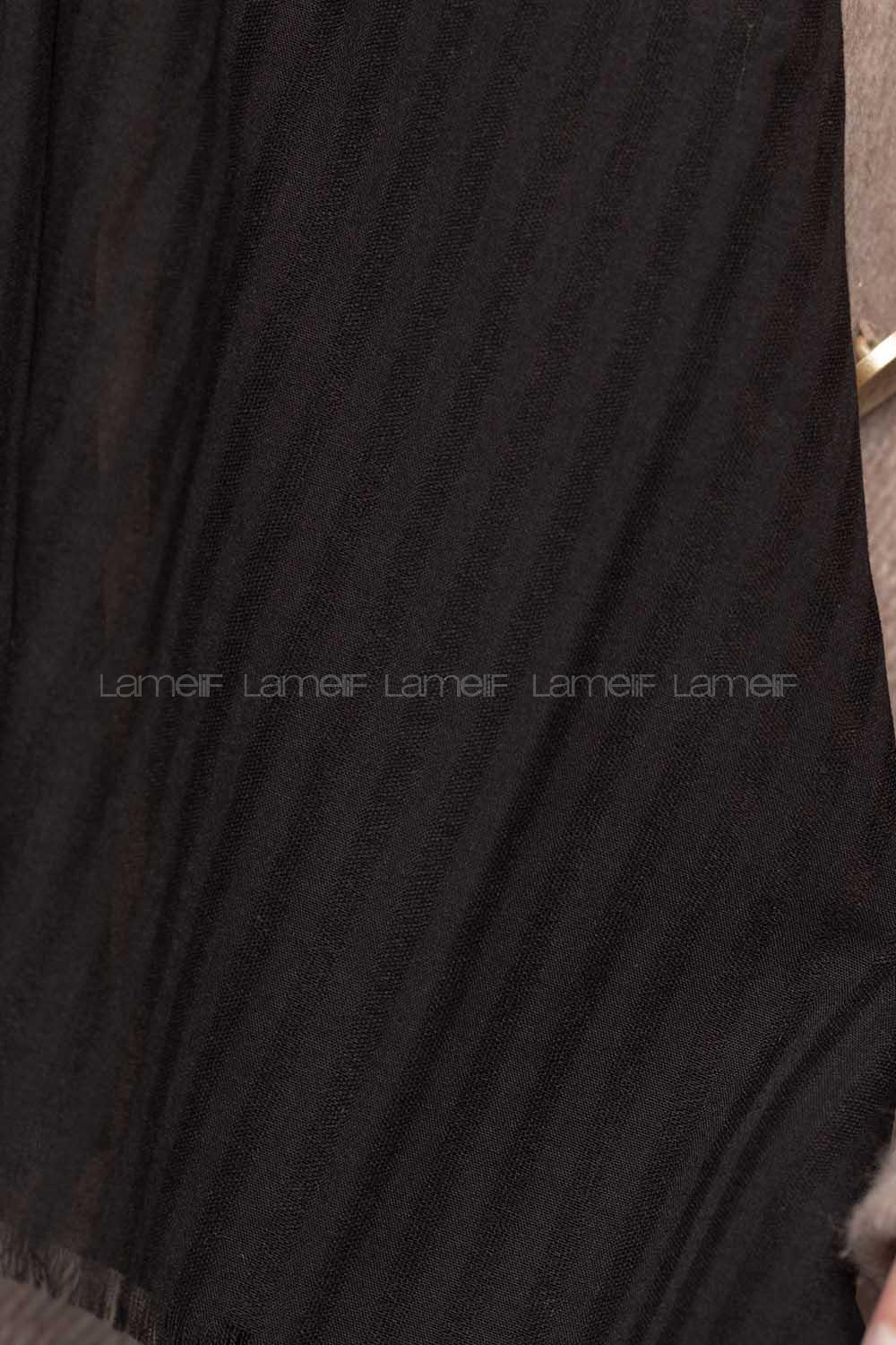 Modalamelif Çizgili Keten Şal Siyah