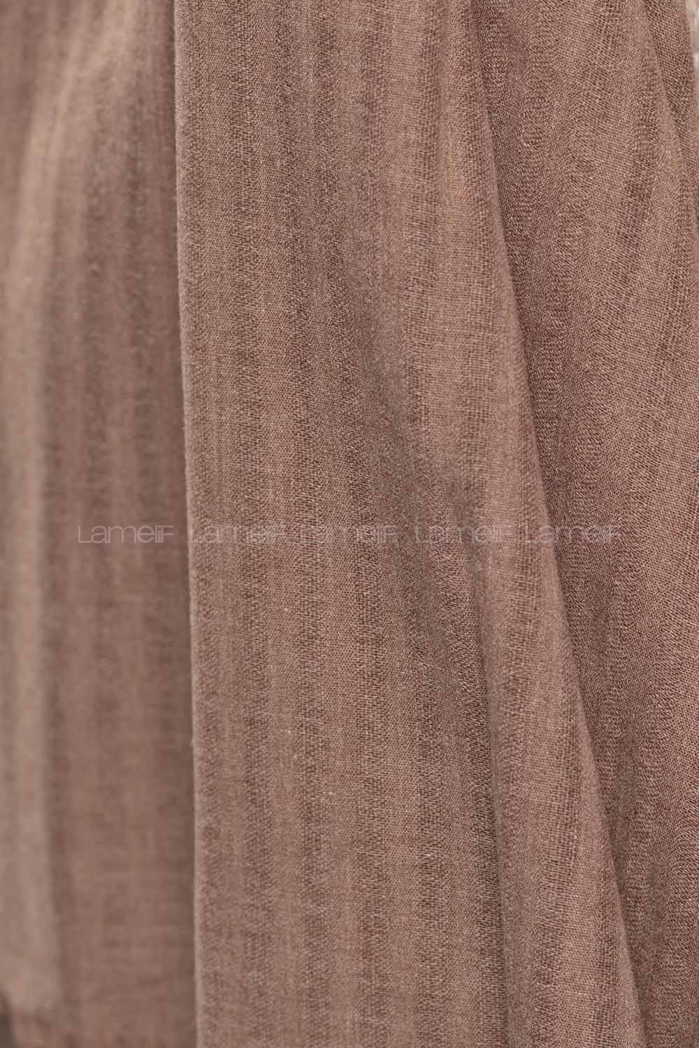 Modalamelif Çizgili Keten Şal Sütlü Kahve