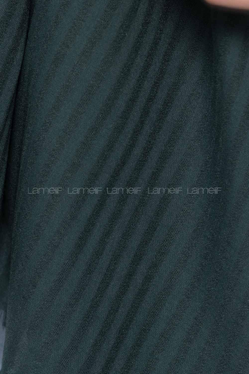 Modalamelif Çizgili Keten Şal Zümrüt Yeşili