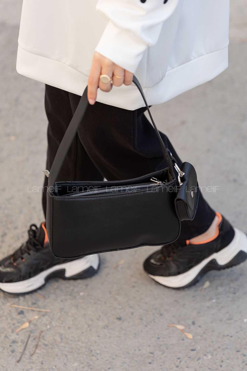 Modalamelif Cüzdan Aksesuarlı Çanta Siyah