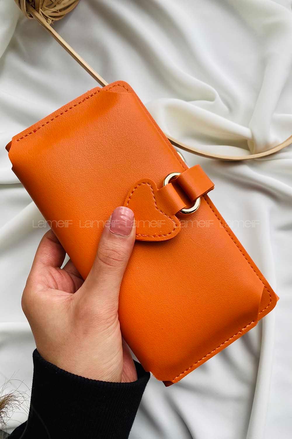 Modalamelif David Polo Büyük Boy İçi Kadife Tokalı Çanta Oranj