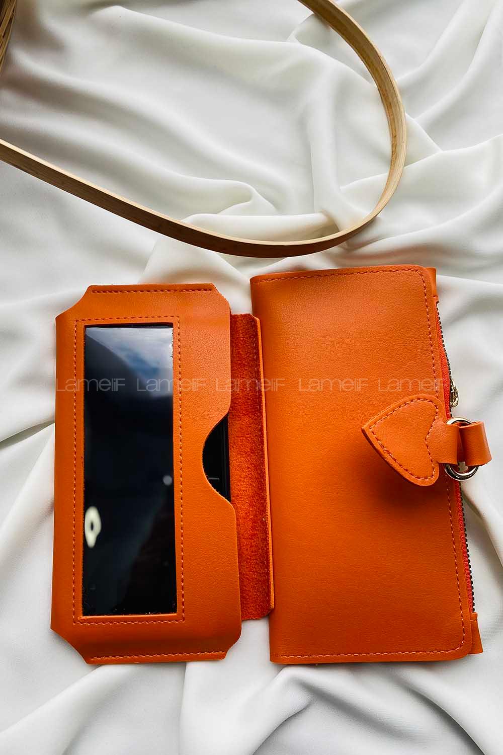 Modalamelif David Polo Büyük Boy İçi Kadife Tokalı Çanta Oranj