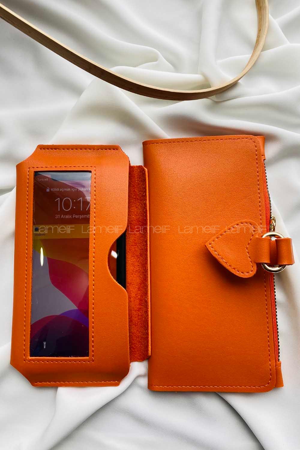 Modalamelif David Polo Büyük Boy İçi Kadife Tokalı Çanta Oranj