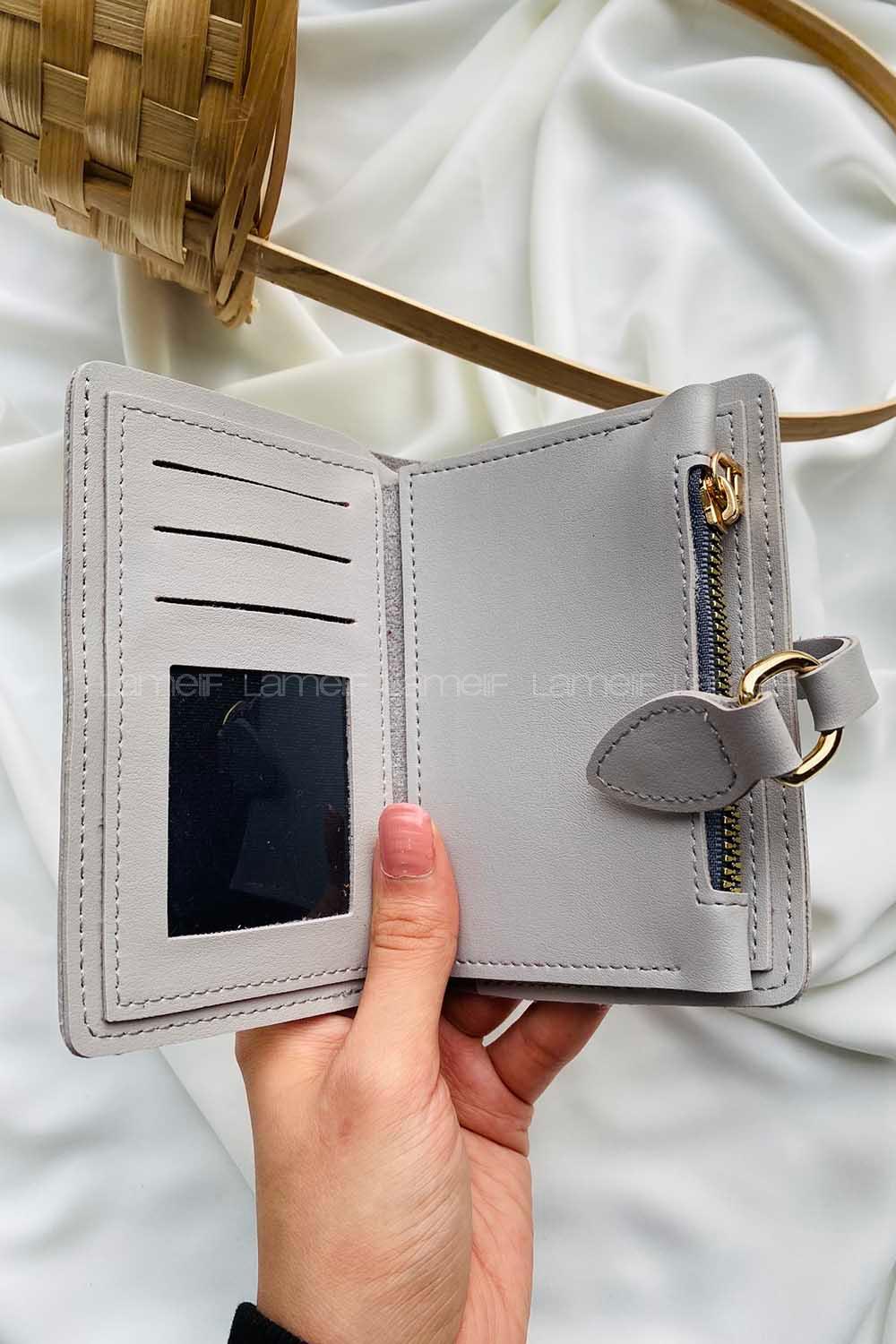 Modalamelif David Polo Küçük Boy İçi Kadife Tokalı Çanta Gri