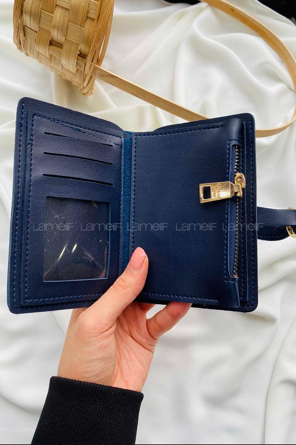 Modalamelif David Polo Küçük Boy İçi Kadife Tokalı Çanta Lacivert