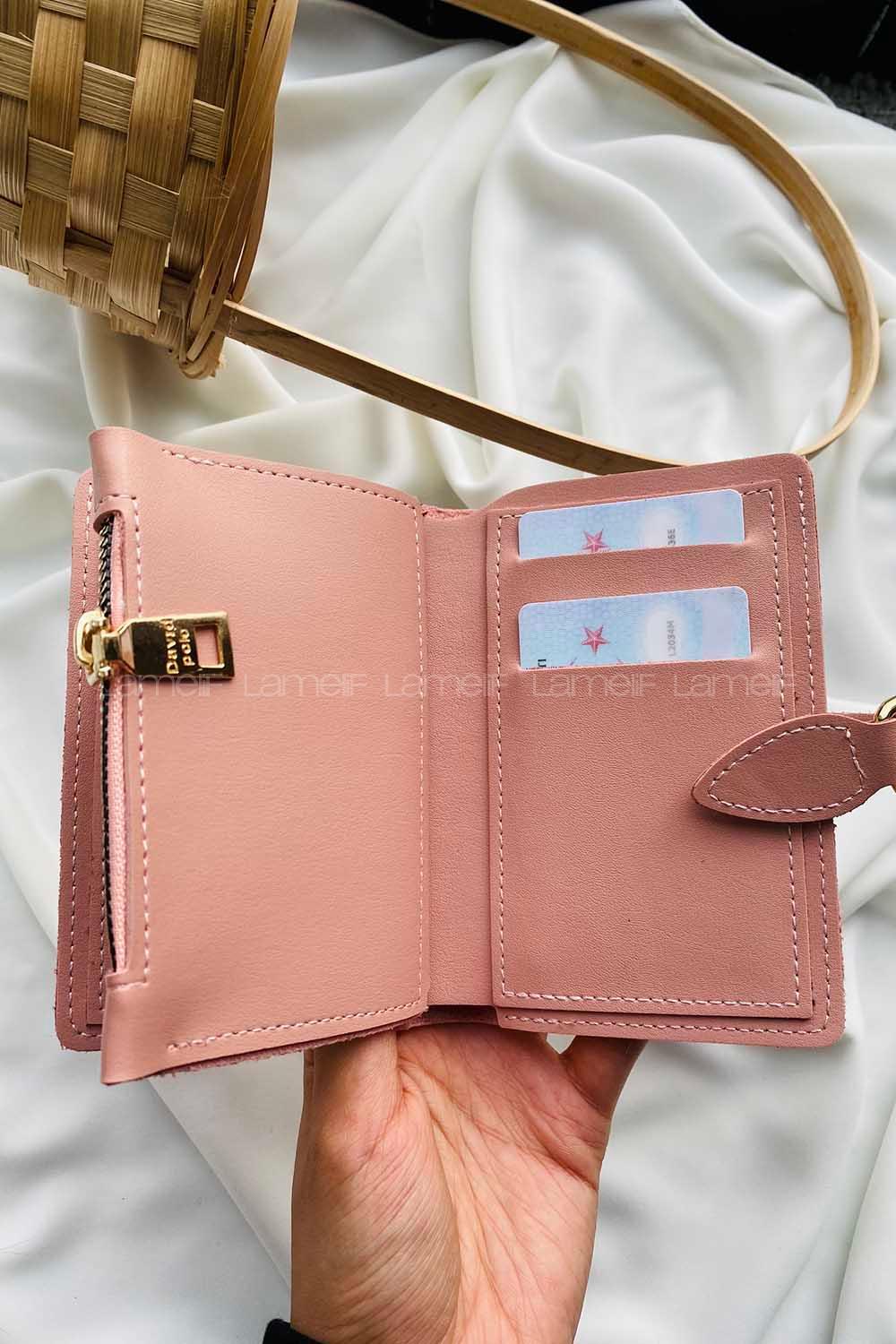 Modalamelif David Polo Küçük Boy İçi Kadife Tokalı Çanta Pudra