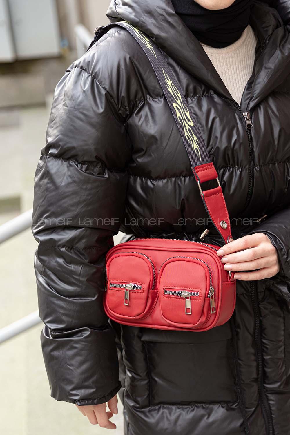 Modalamelif Hasır Askılı Saten Çanta Bordo