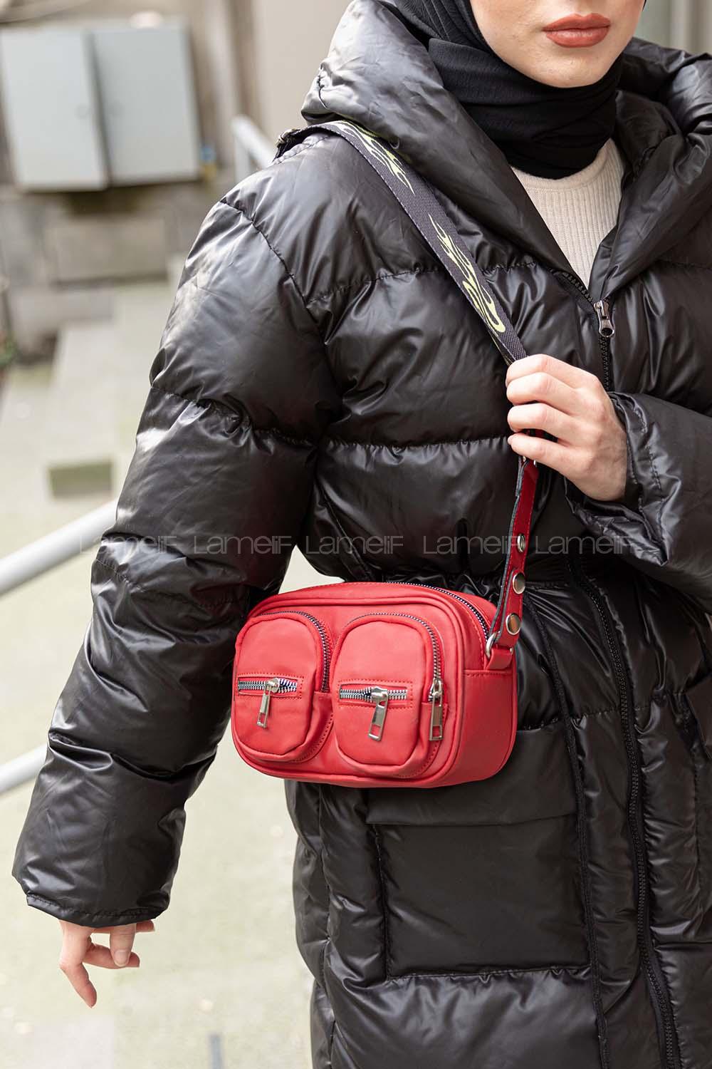 Modalamelif Hasır Askılı Saten Çanta Bordo