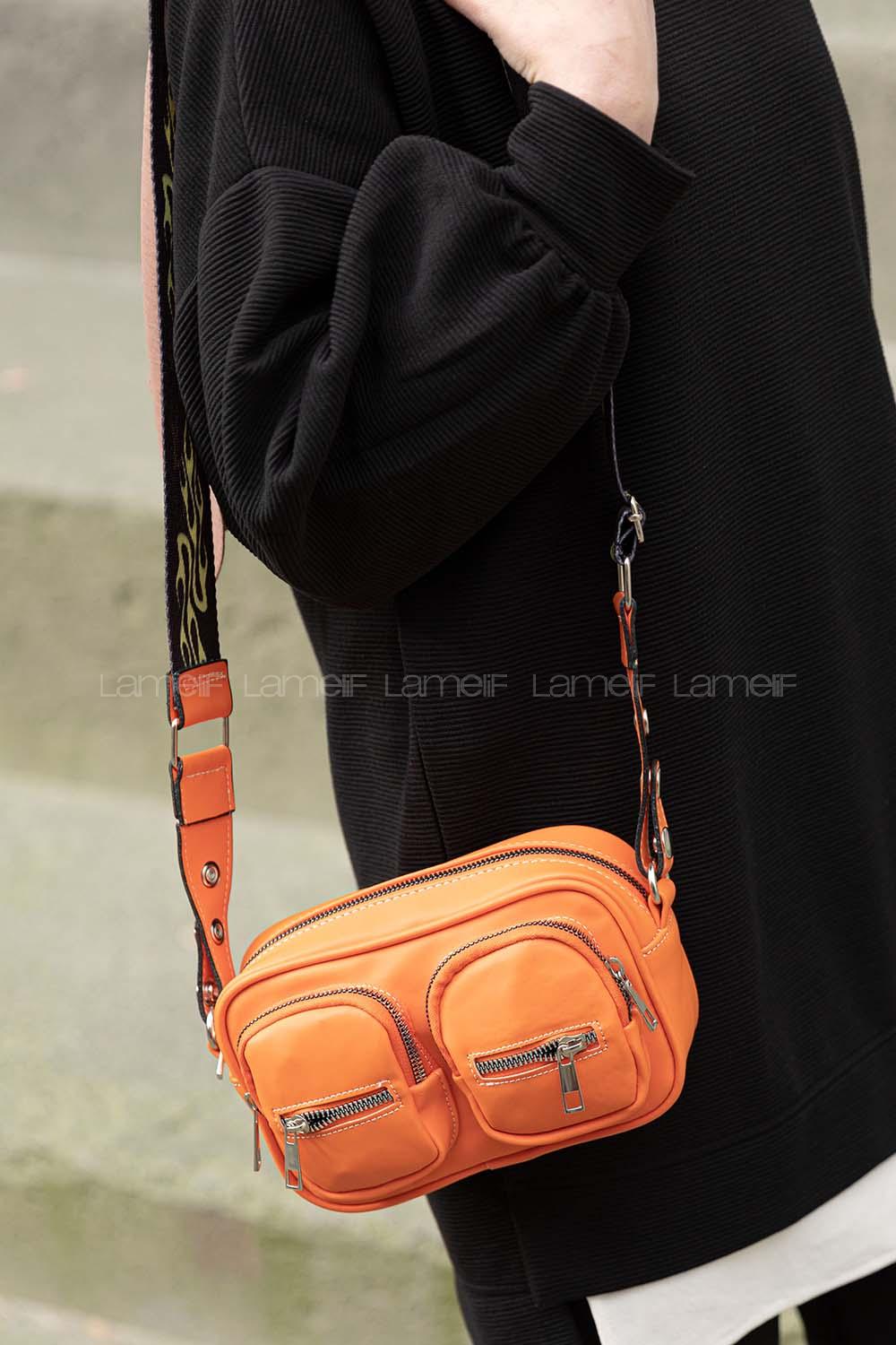 Modalamelif Hasır Askılı Saten Çanta Oranj