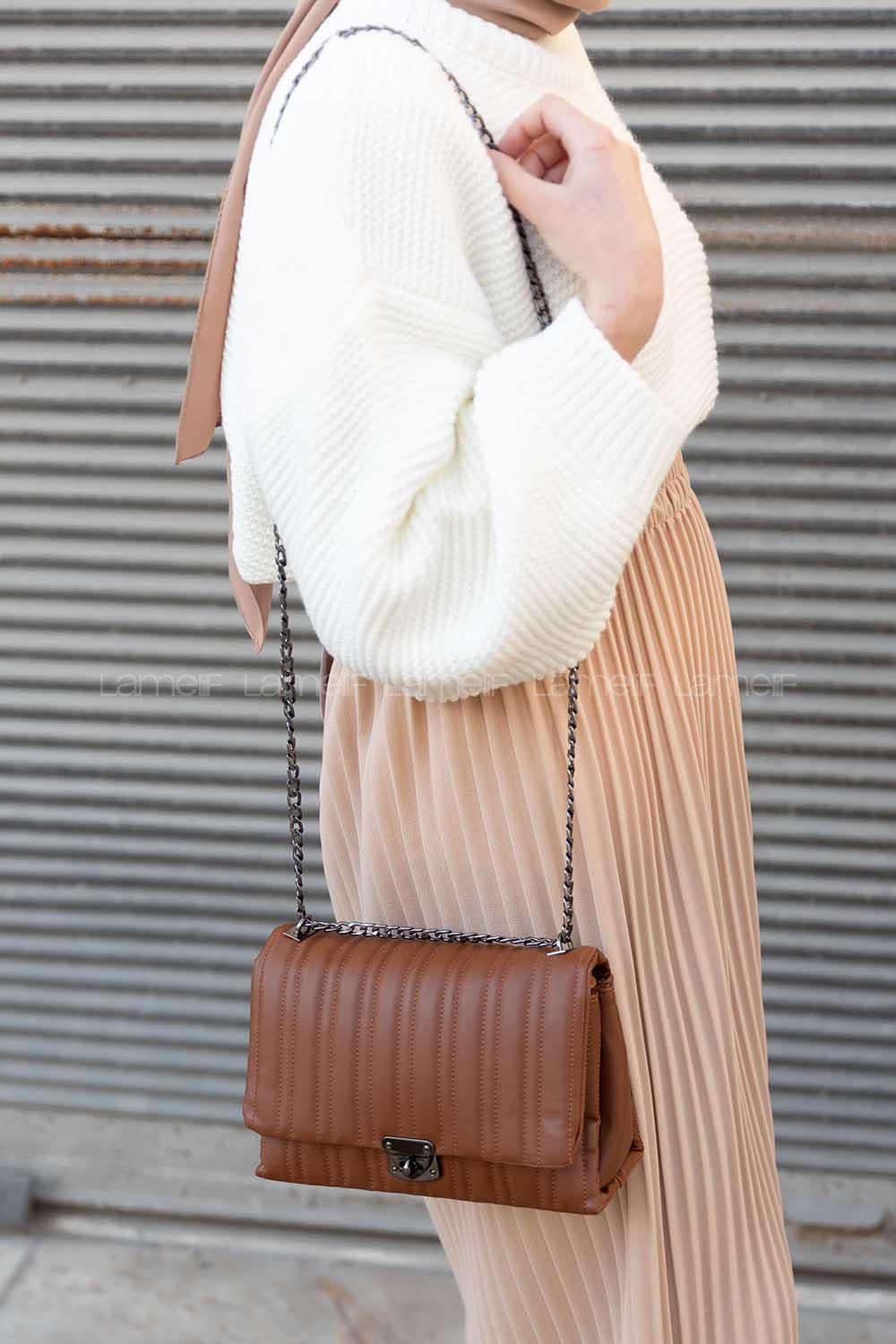 Modalamelif Kapitone Baskı Eva Model Ruga Çanta Taba