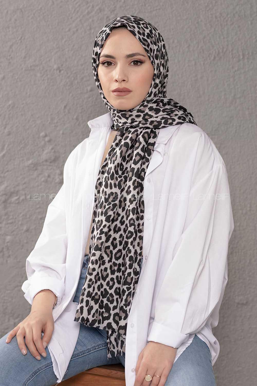 Modalamelif Leopar Desenli Şal Taş