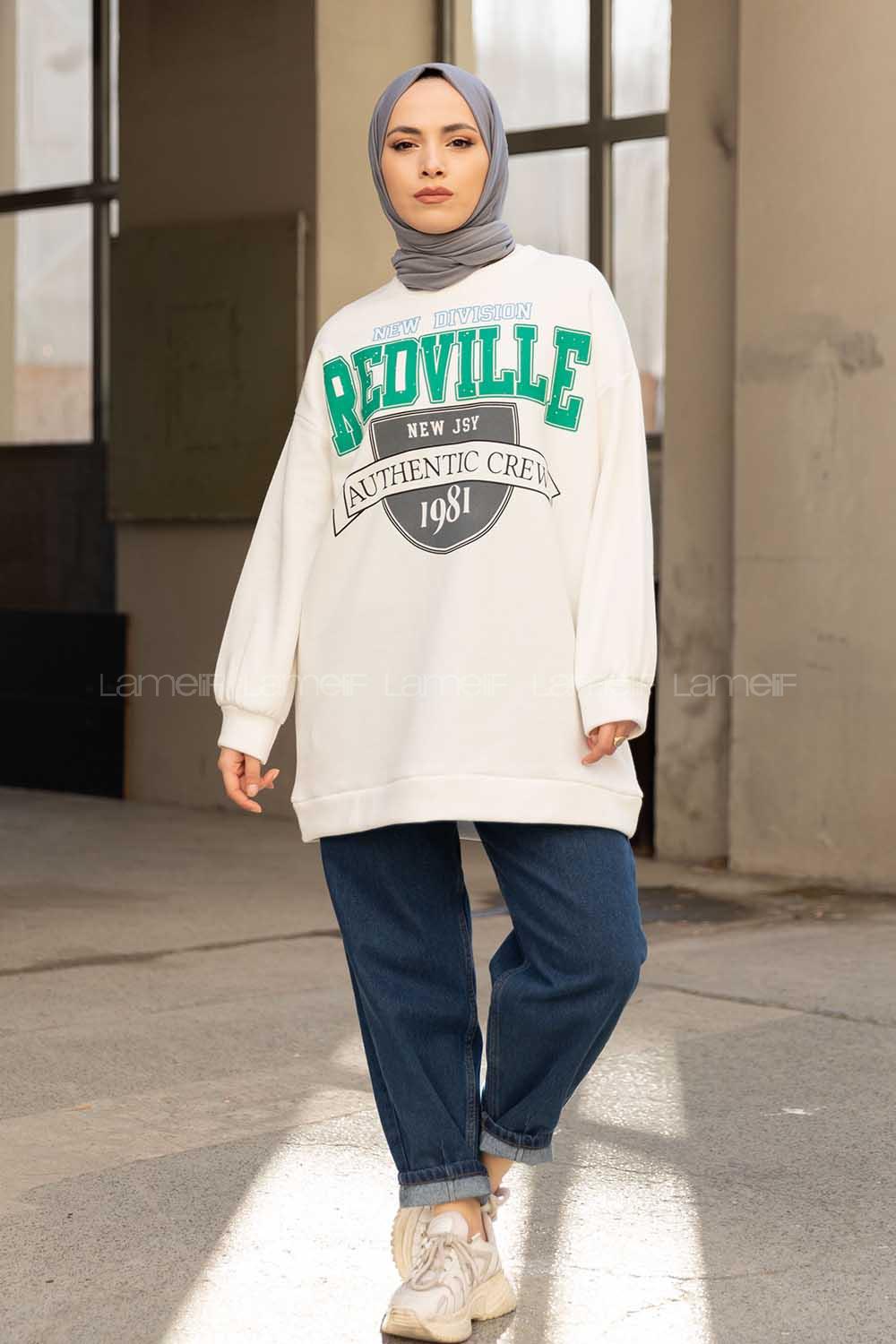 Modalamelif Redvile Baskılı Sweatshirt Ekru