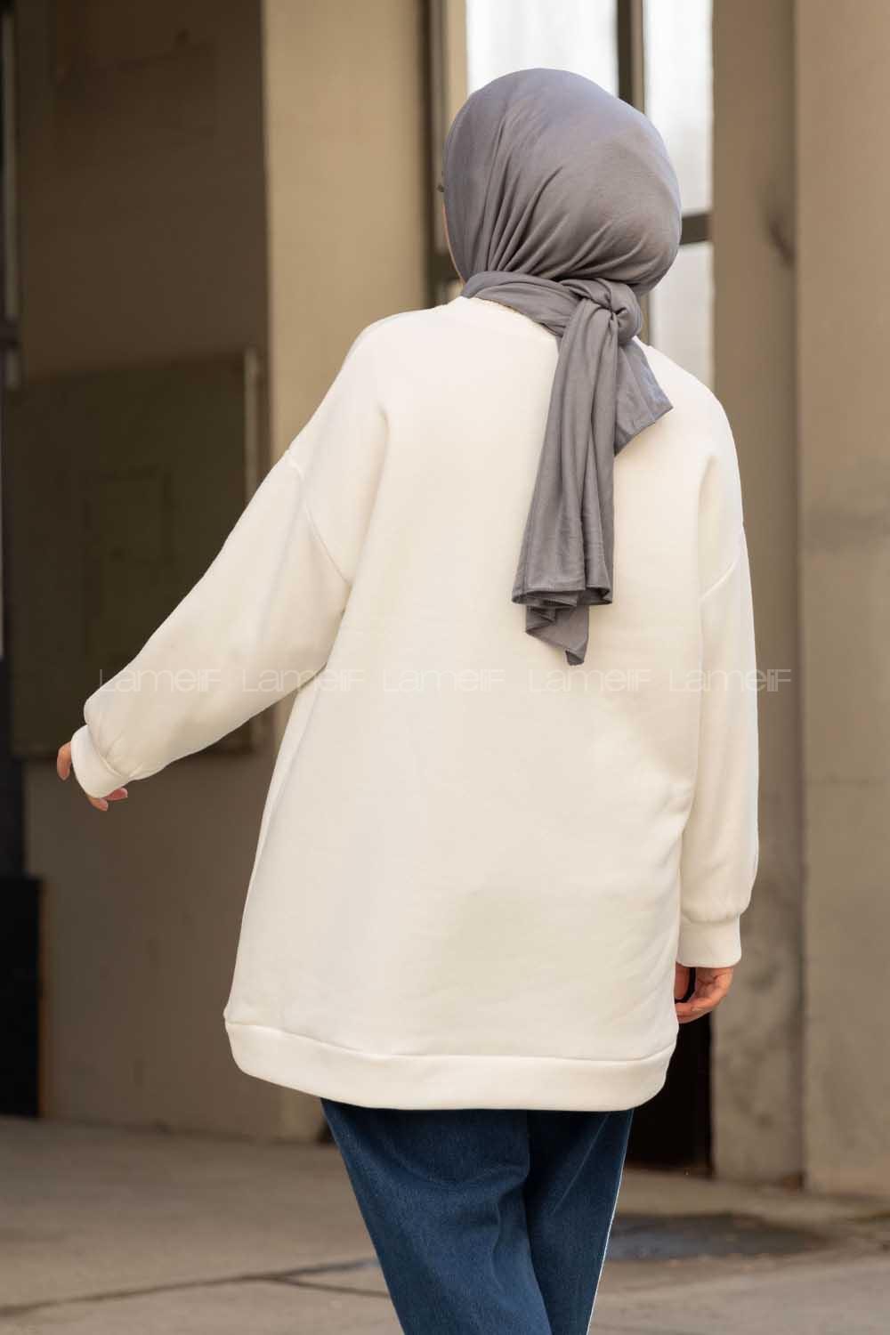 Modalamelif Redvile Baskılı Sweatshirt Ekru