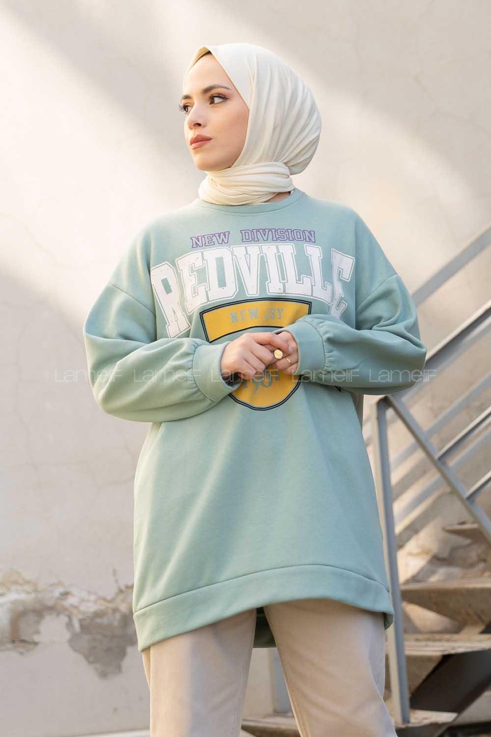 Modalamelif Redvile Baskılı Sweatshirt Pastel Yeşili