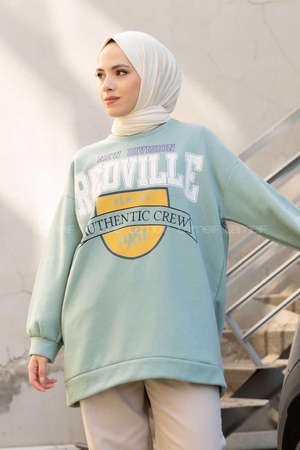 Modalamelif Redvile Baskılı Sweatshirt Pastel Yeşili
