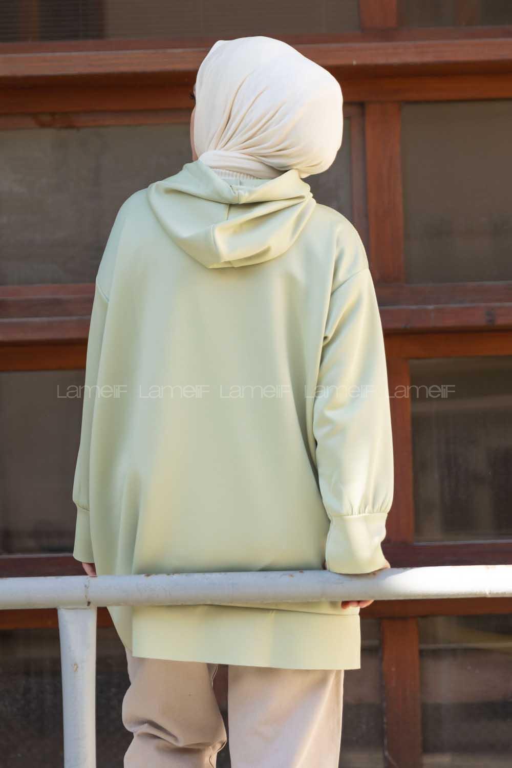 Modalamelif Scuba Uzun Sweatshirt Çağla Yeşili