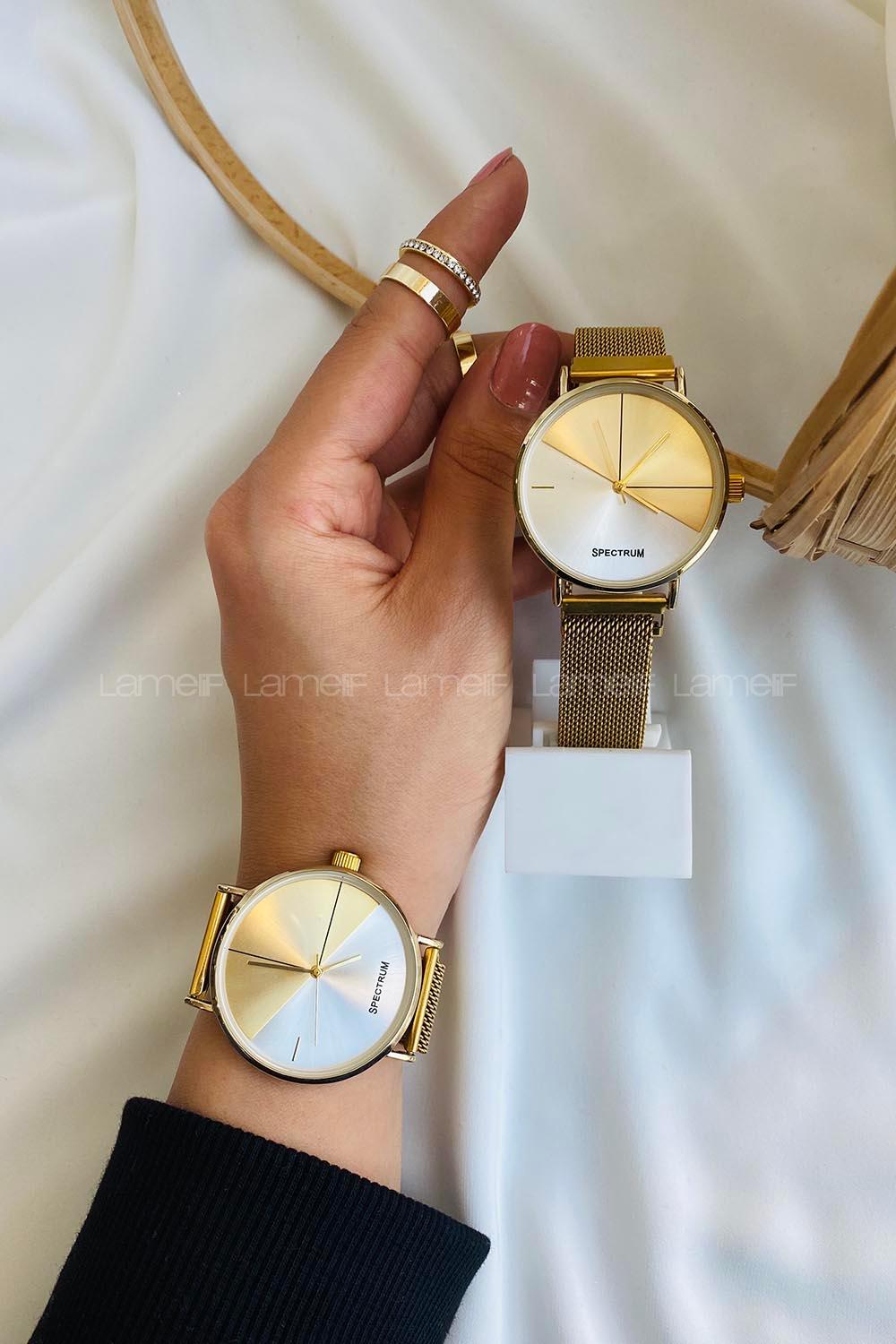 Modalamelif Gold Beyaz Blok Saat