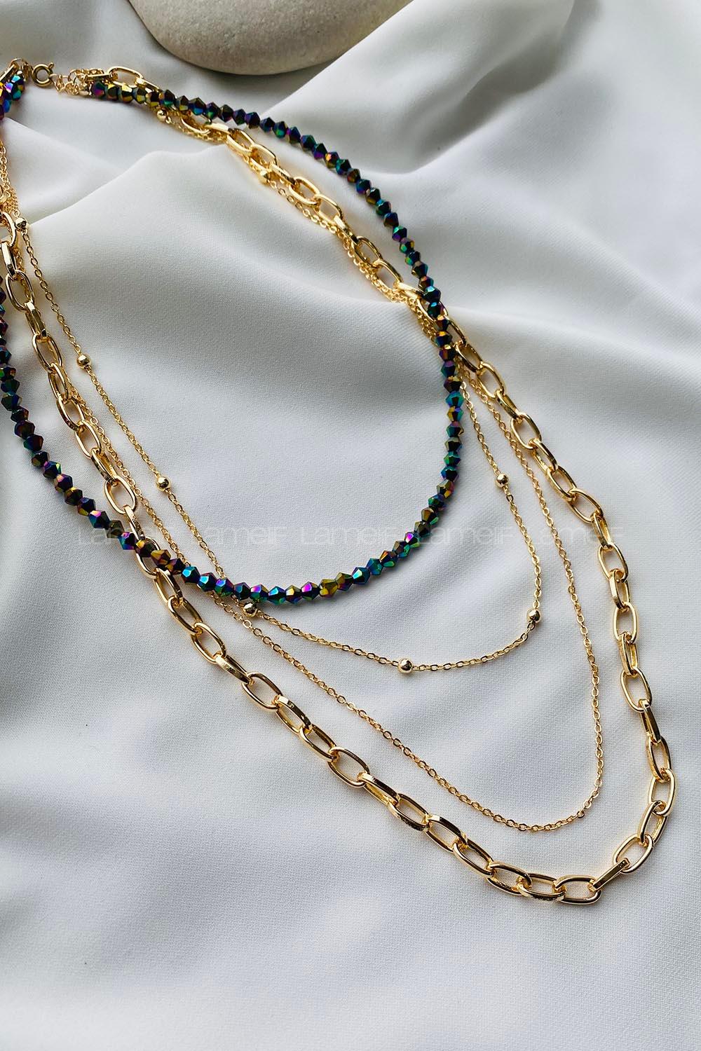 Modalamelif Renkli Boncuk 4lü Kolye