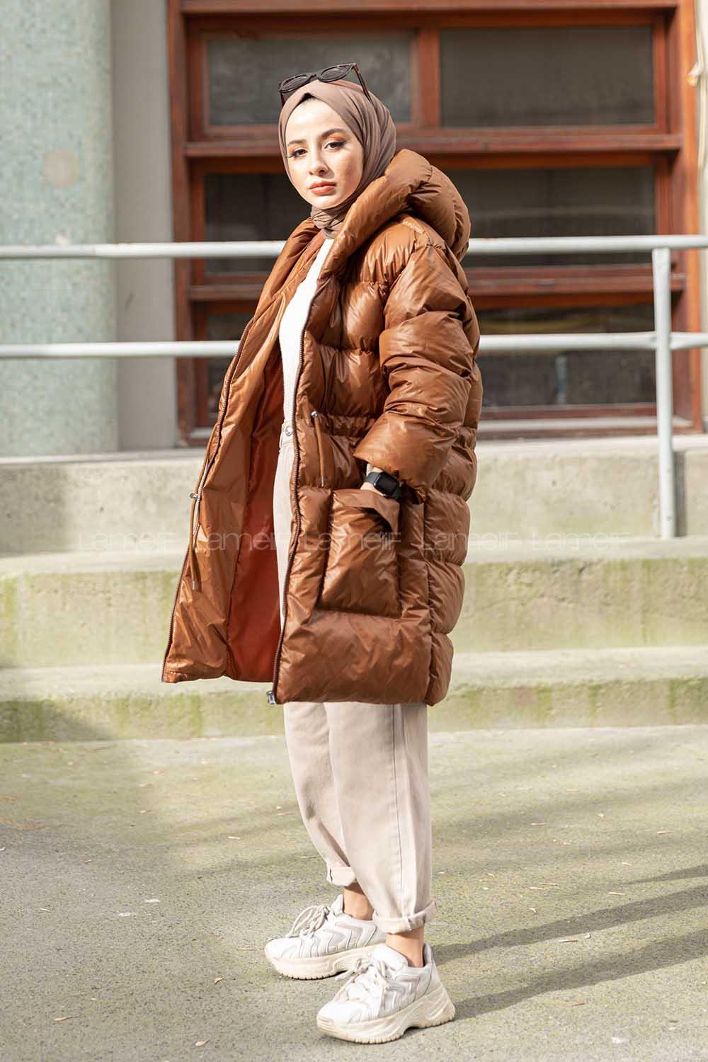 Modalamelif Bel Tünelli Şişme Mont Taba