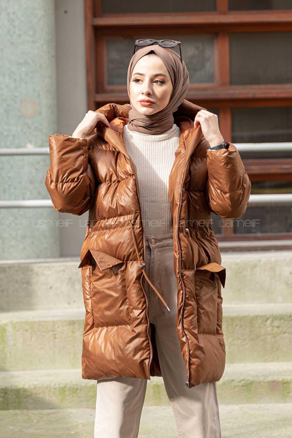 Modalamelif Bel Tünelli Şişme Mont Taba