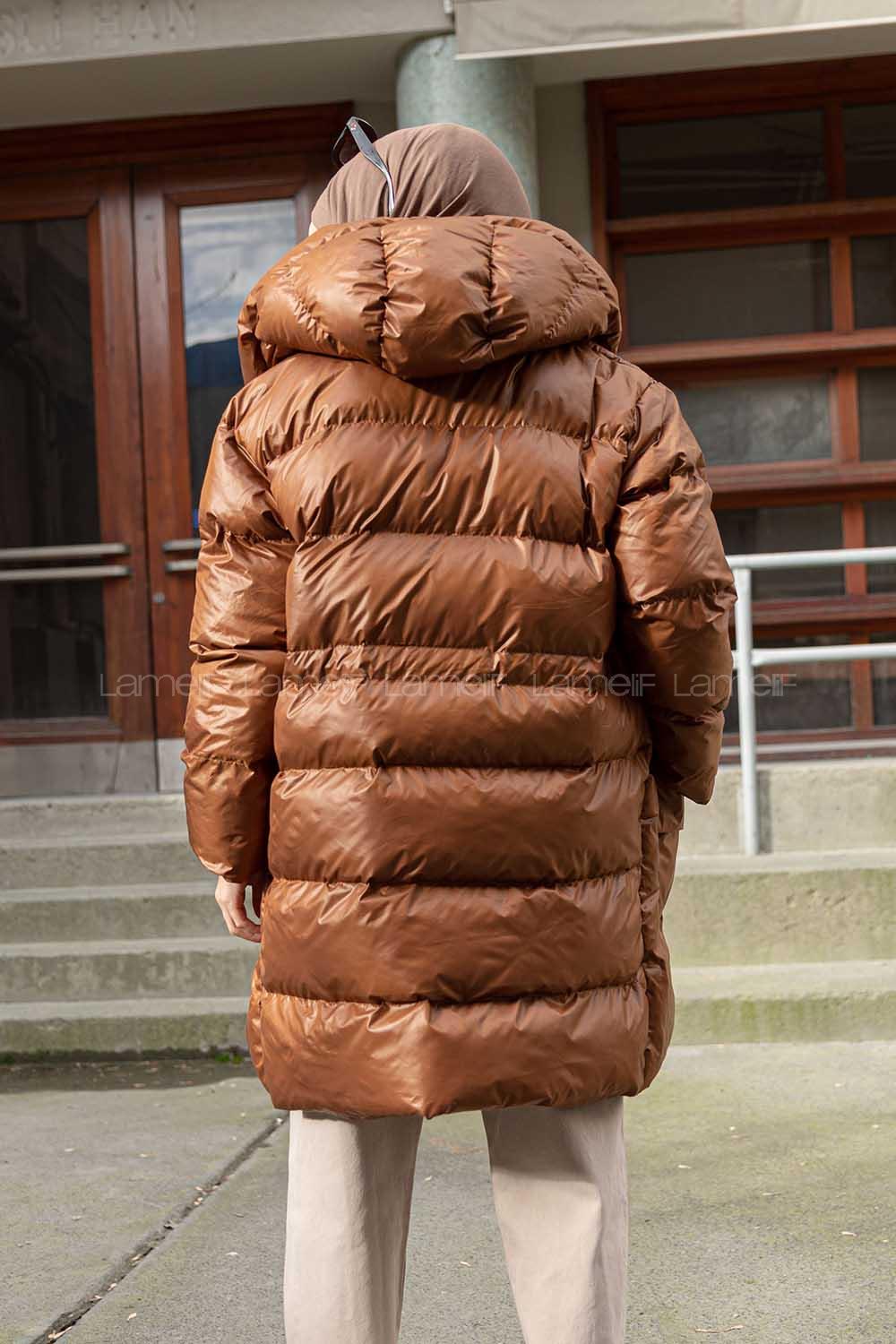 Modalamelif Bel Tünelli Şişme Mont Taba