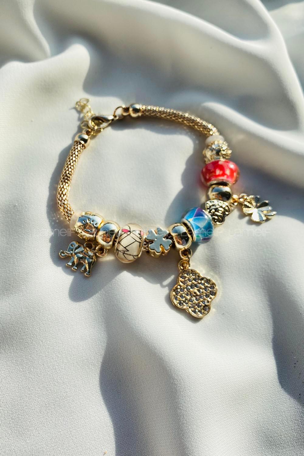 Modalamelif Çiçek Detay  Gold Bileklik