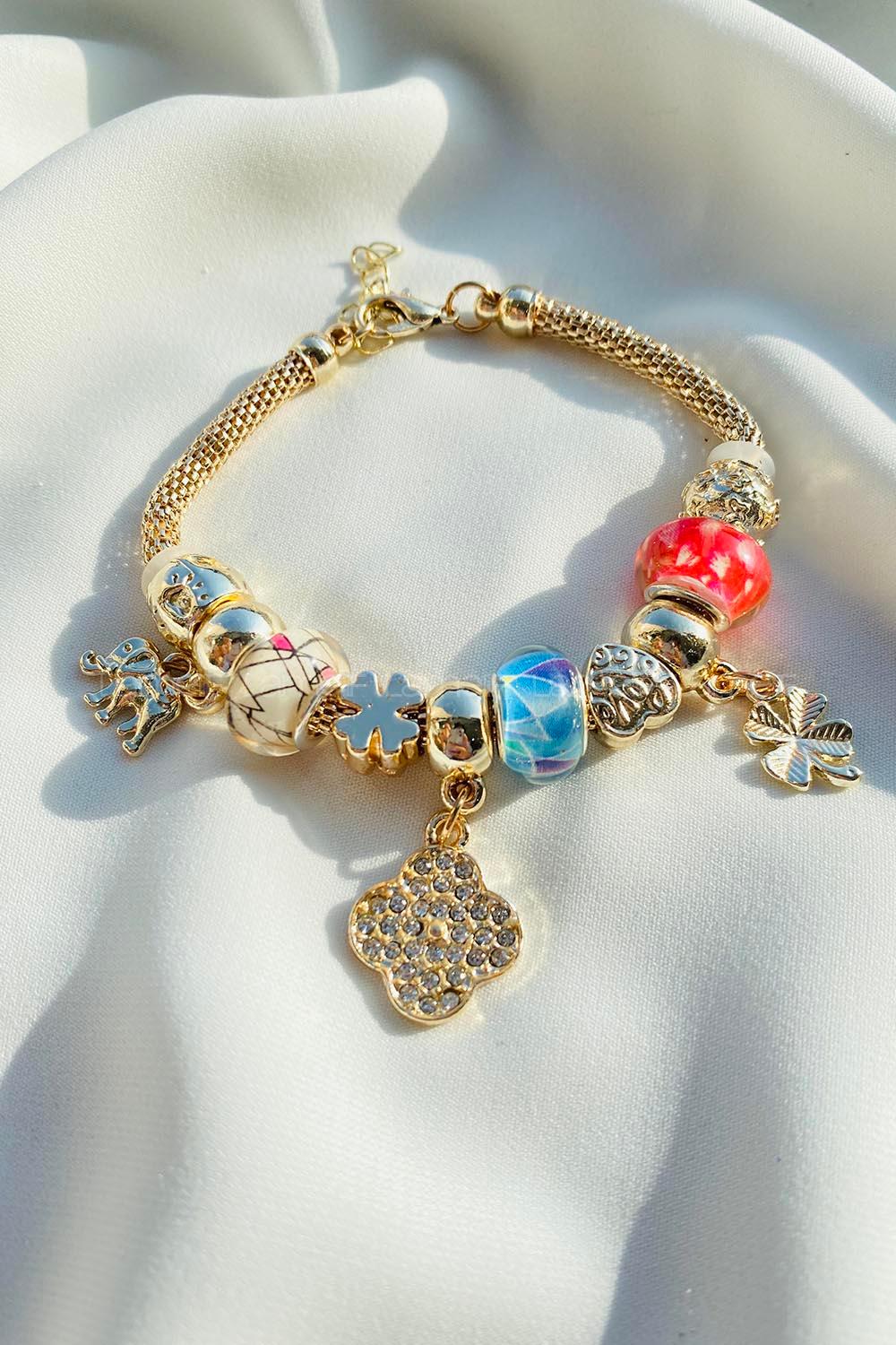 Modalamelif Çiçek Detay  Gold Bileklik