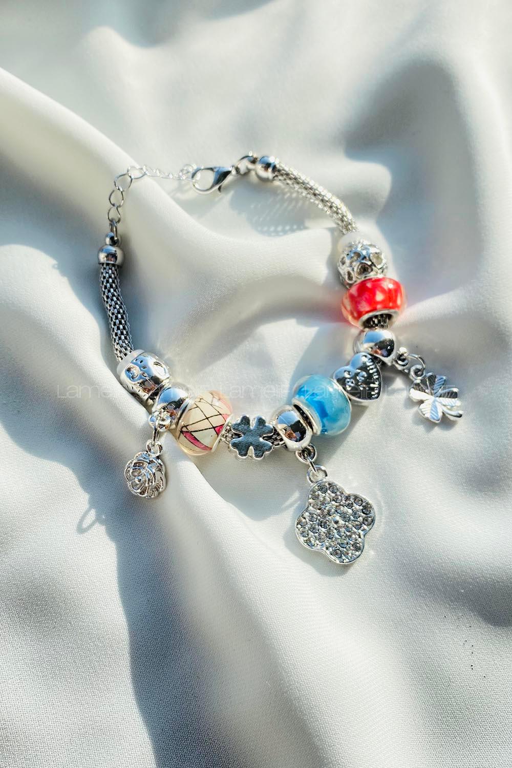 Modalamelif Çiçek Detay  Gümüş Bileklik