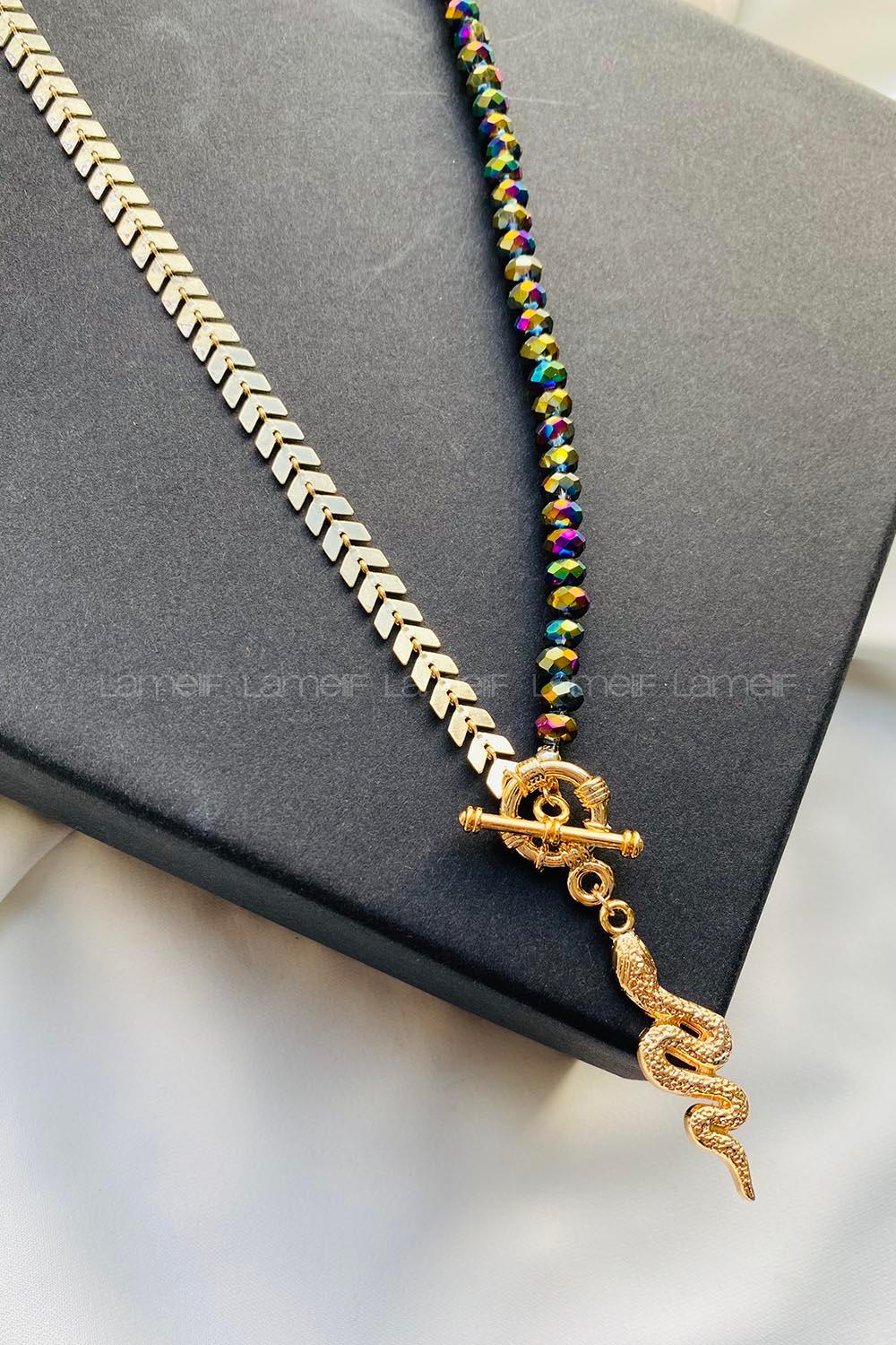 Modalamelif Çift Taraflı Yılan Kolye