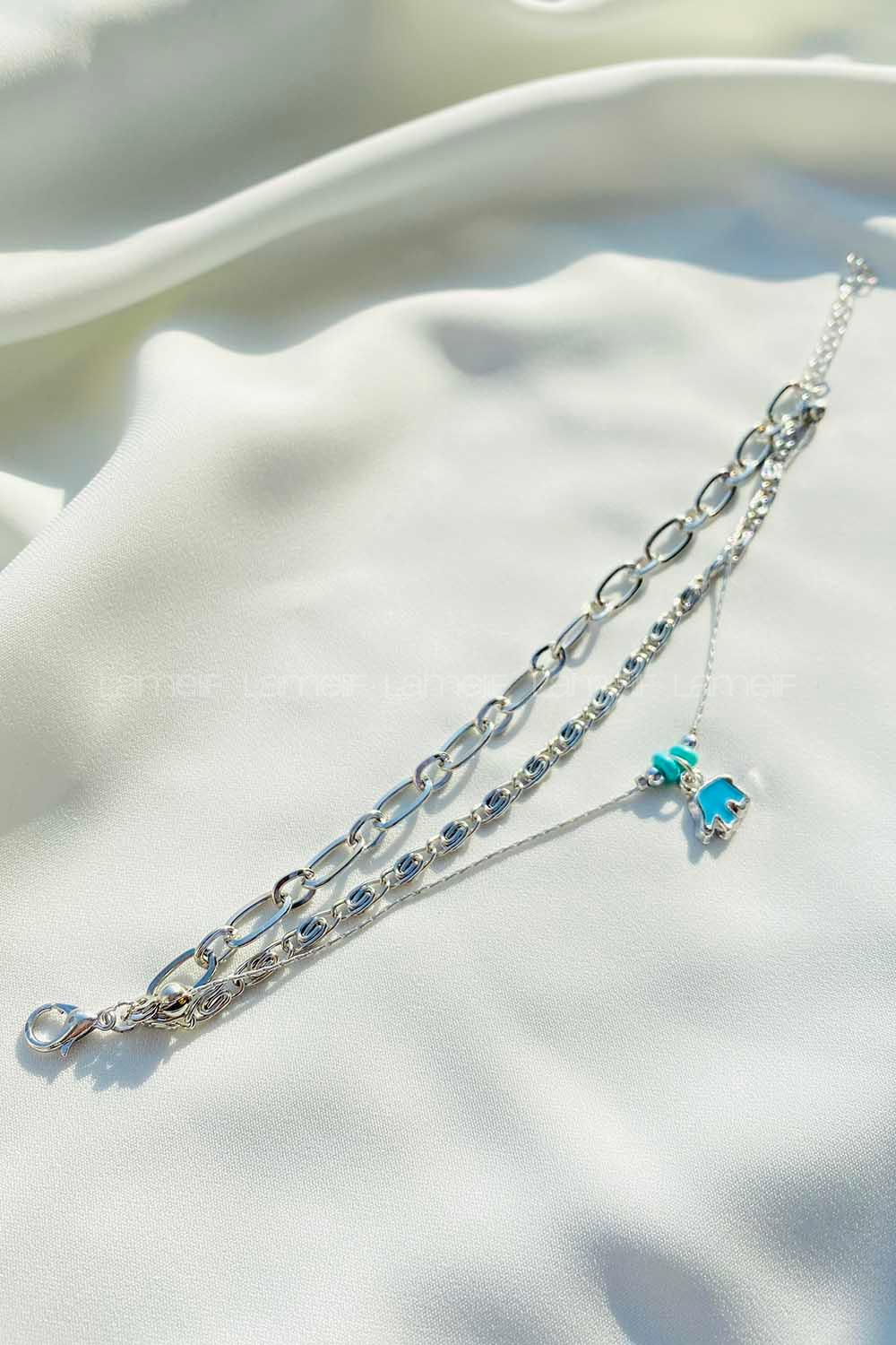 Modalamelif Fil Detay 3lü Zincir Bileklik