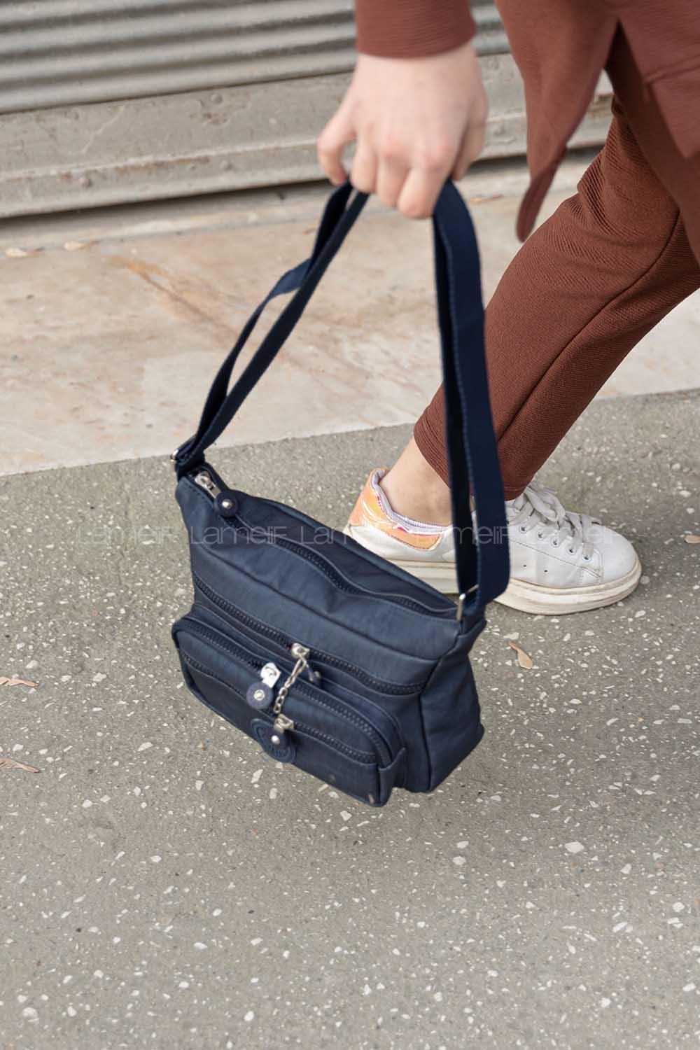 Modalamelif  Krinkıl Kumaş  Çapraz Çanta Lacivert