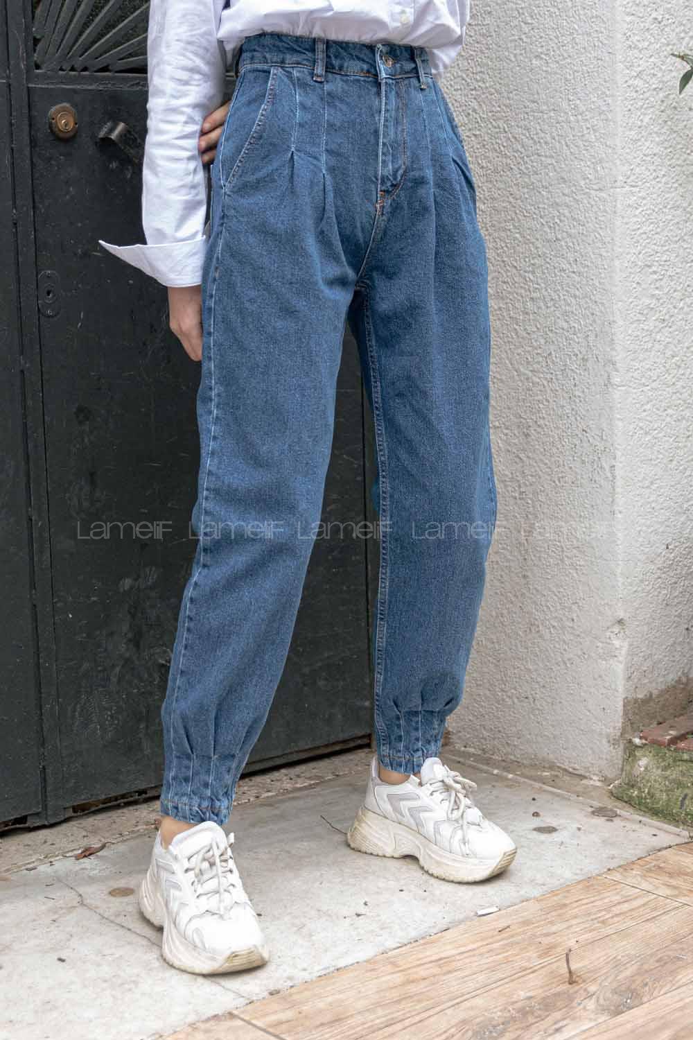 Modalamelif Paça Pileli Çift Cep Kot Pantolon Açık Mavi