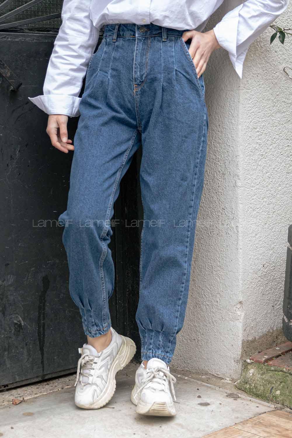 Modalamelif Paça Pileli Çift Cep Kot Pantolon Açık Mavi