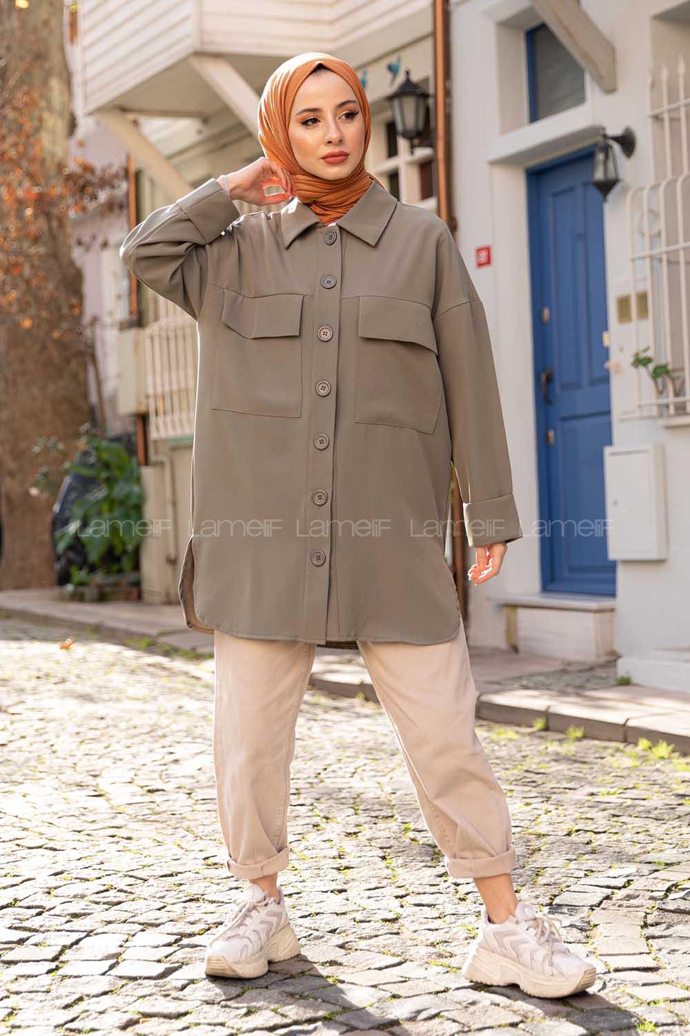 Modalamelif Kapak Cepli Gömlek Pastel Yeşili