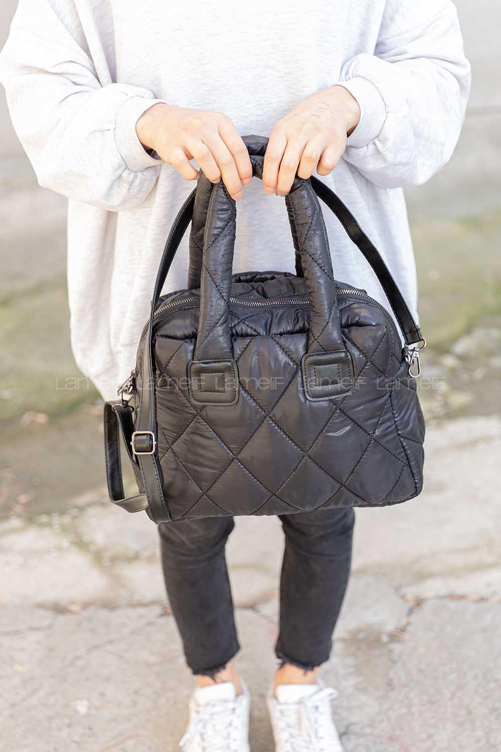 Modalamelif  Kapitone Yıkamalı Çanta Siyah